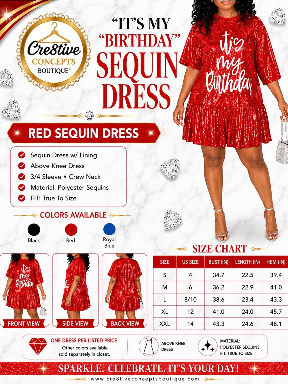 “IT’S MY BIRTHDAY” Sequin Flare Dress